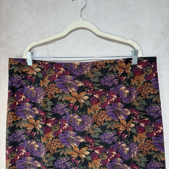 Briggs New York Plus Size 20W Midi Skirt Floral Slit Whimsigoth Dark Academia - Picture 2 of 10